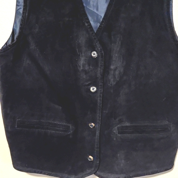 Crossroads Vintage Suede Front Black Costume Dress Vest Size Large - Picture 3 of 9